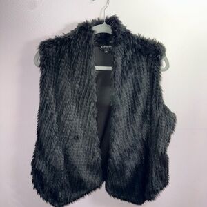 Express Women's Charcoal Faux Fur Vest